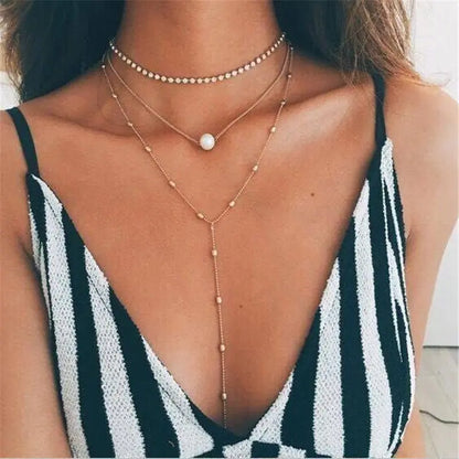 2019 Fashion Sequins Multi Layer Long Necklaces Pendant