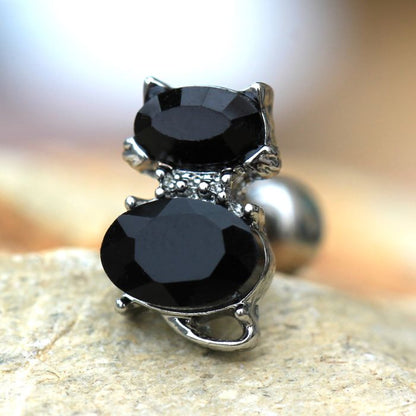 316L Stainless Steel Fancy Black Cat Cartilage Earring