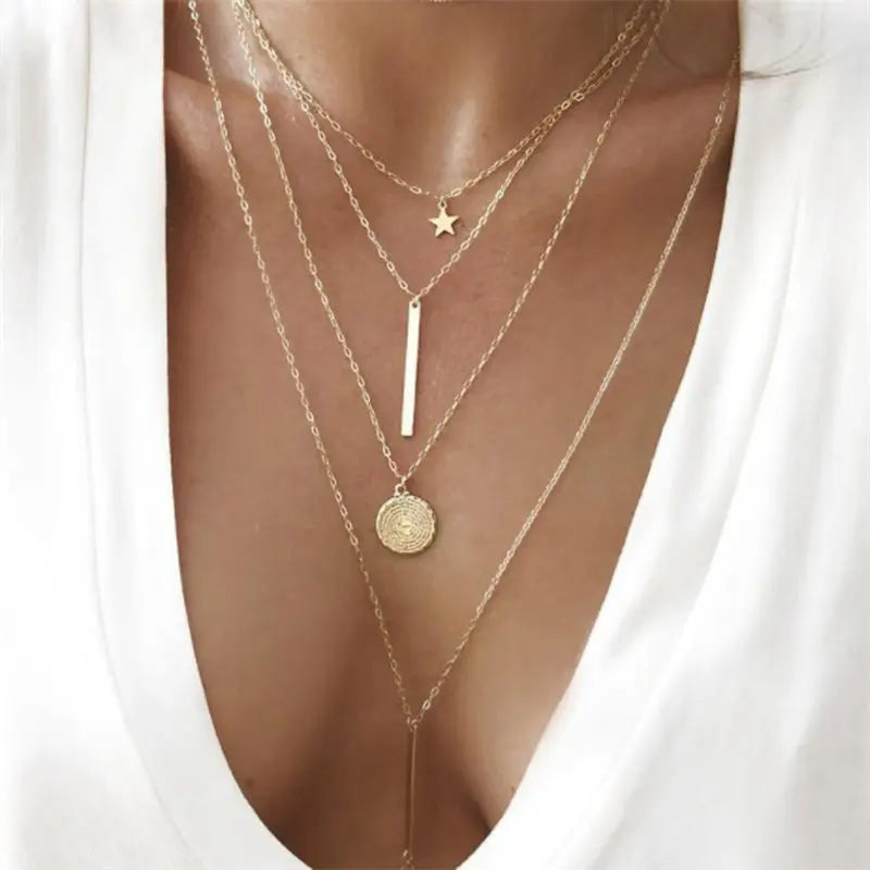 2019 Fashion Sequins Multi Layer Long Necklaces Pendant