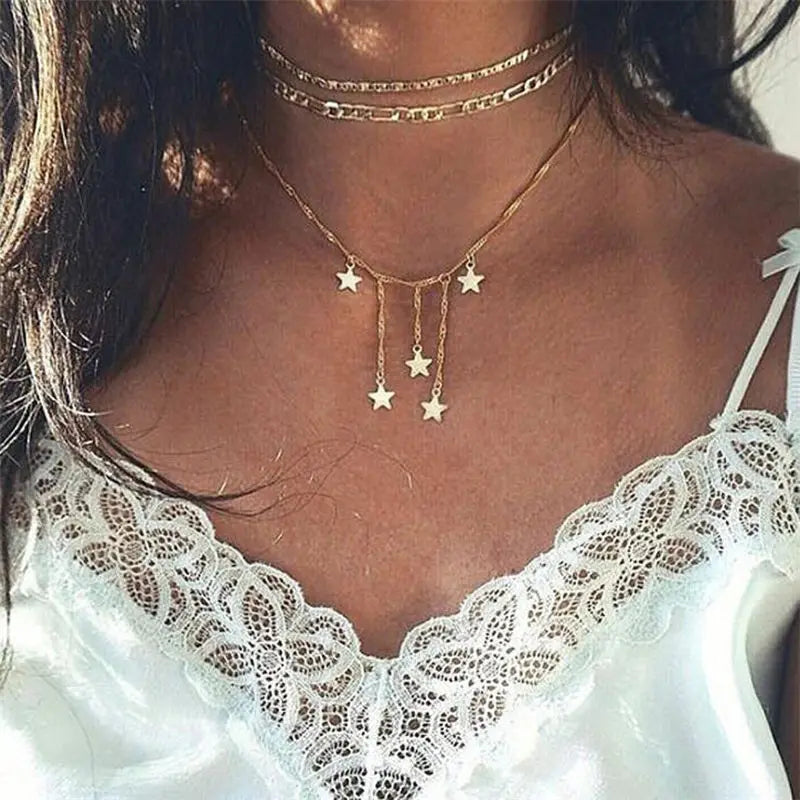 2019 Fashion Sequins Multi Layer Long Necklaces Pendant